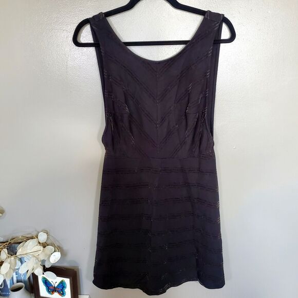 Free People Mini Dress Women's Size Medium Black Striped Cut Out Sleeveless - Picture 1 of 12